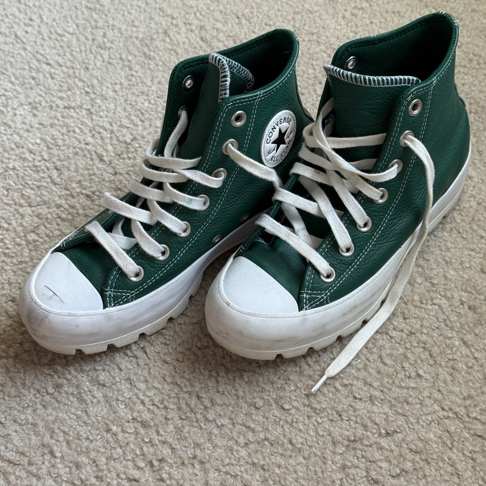 Converse Womens All Star Chuck Taylor Lugged 2.0 Sneakers Leather Green Size 5.5